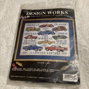 Design Works Counted Cross Stitch Kit "Classic Cars" #9279 Cotton Cloth Thread